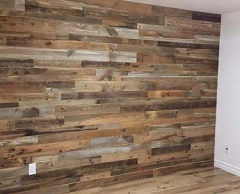 installed barn board wall and flooring