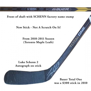 luke schenn autographed hockey stick