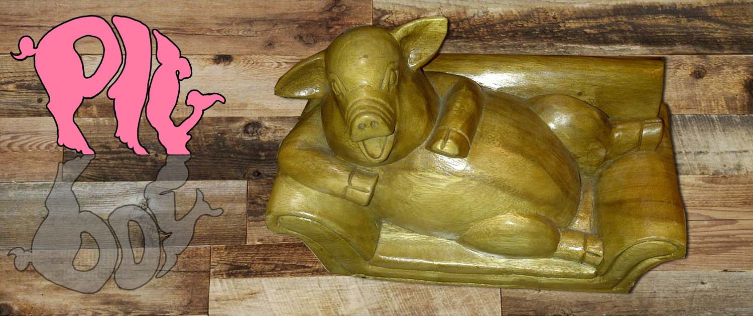 sofa pig carving barn board