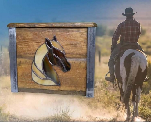 barn board horse urn box